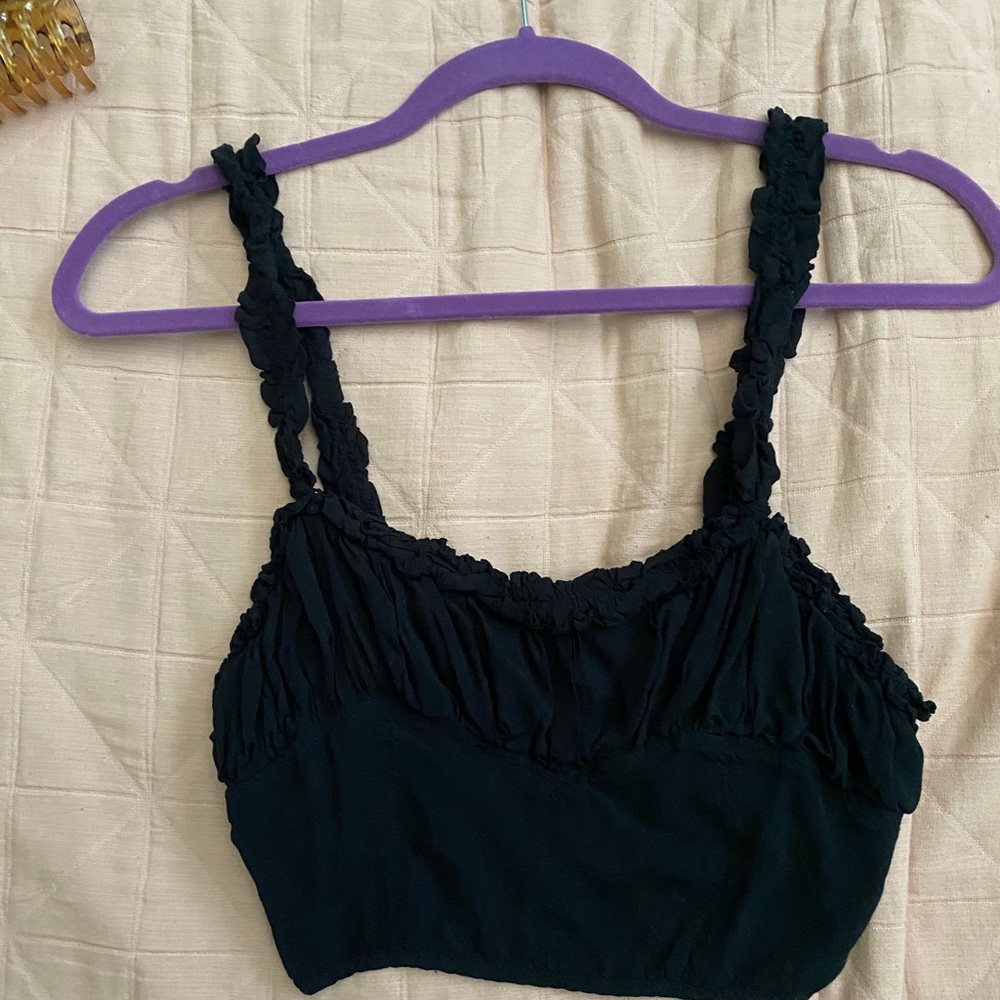Free People Ruffle Sleeve Corset Crop Top